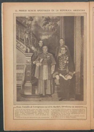 El primer nuncio apostólico en la República Argentina - [Fotografía]
