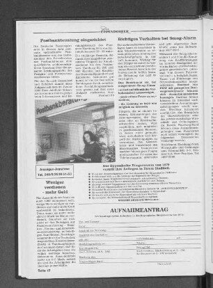 Postbankberatung eingerichtet
