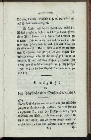 Auszüge aus dem Tagebuche eines Menschenbeobachters.