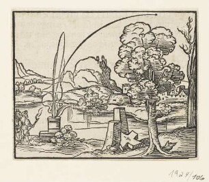 Flugbahn Geschoss, Blatt aus: Walther Hermann Ryff’s "Architektur", Nürnberg 1547