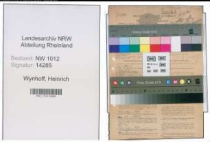 Entnazifizierung Heinrich Wynhoff , geb. 14.10.1912 (Sekretaer)
