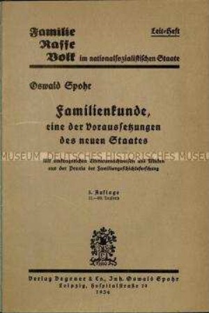 Praktischer Ratgeber für die Familienkunde im Dritten Reich