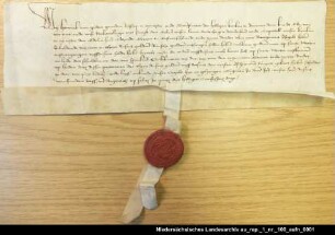Bischof Heinrich von Münster quittiert den Grafen Edzard I. und Uko von Ostfriesland über 5000 Gulden = OUB II, Nr. 1475, S. 490 Anhängendes Siegel erhalten