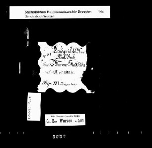 Gerichtshandelsbuch über die Wurzner Stadtfelder