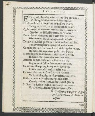 Est aliquid placidas animun mollire per artes, [...]