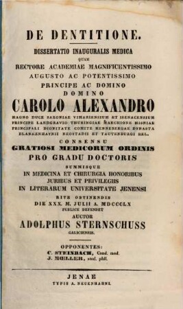 De dentitione : Diss. inaug. med.