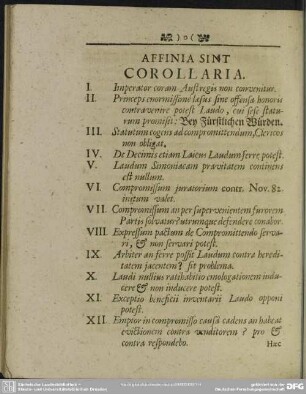 Affinia Sint Corollaria