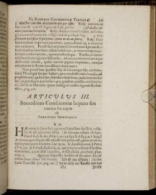 Articulus III. Remedium Conscientiæ laqueo seu tentatæ seu captæ.