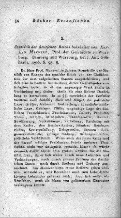 Statistik des Deutschen Reichs / Bearbeitet von Konrad Mannert, Professor der Geschichte in Würzburg. - Bamberg und Würzburg, bey Joseph Anton Göbhardt, 1806