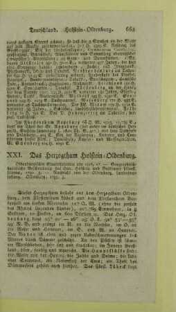 XXI. Das Herzogthum Holstein-Oldenburg