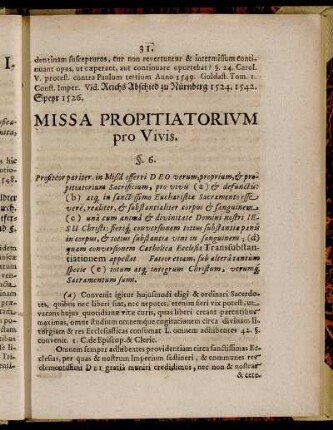 § 6. Missa Propitiatorium pro Vivis