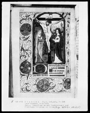 Lateinisches Gebetbuch mit französischem Kalender — Christus am Kreuz