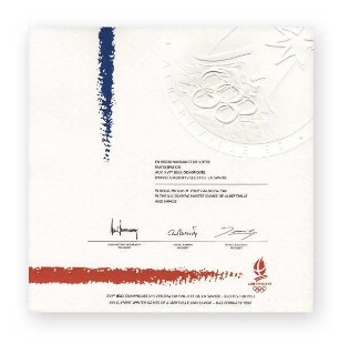 Olympisches Teilnehmer-Diplom | XVI. Olympische Winterspiele 1992, Albertville