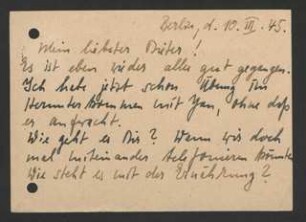 Briefe: Felicitas Kukuck an Dietrich Kukuck, 1945