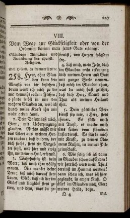 VIII. Vom Wege zur Glückseligkeit oder von der Ordnung darinn man jenes Gute erlangt.