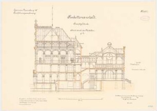 Kadettenanstalt der Garnison, Naumburg/Saale: Mittelbau: Querschnitt 1:100