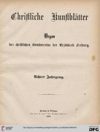 8: Christliche Kunstblätter: Organ des Christlichen Kunstvereins der Erzdiözese Freiburg