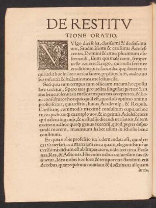 De Restitutione Oratio.