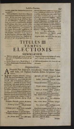 Titulus III. Tempus Electionis