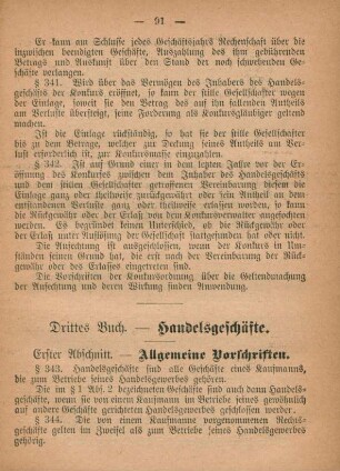 Drittes Buch. Handelsgeschäfte.