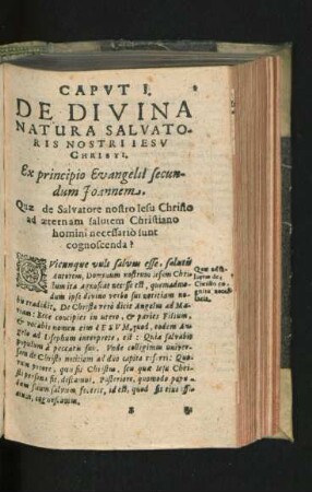 Caput I. De Divina Natura Salvatoris Nostri Iesu Christi.