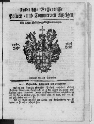 36tes Stück, Ausgabe vom 4. September 1767