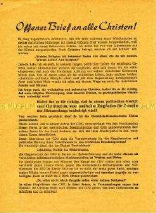 Propagandaschrift der SED zu den Gemeindewahlen 1946 mit Ausrichtung auf die christliche Bevölkerung