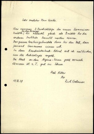 K. Gebauer an W. Wrede