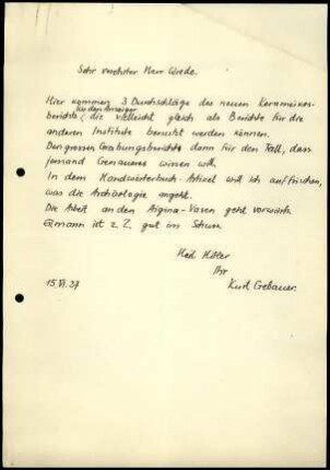 K. Gebauer an W. Wrede