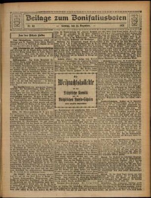 Zweite Ausgabe vom Sonntag, den 25. Dezember 1927.