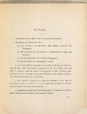 Rules and list of members 1895/96