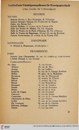 Ausländische Versteigerungsfirmen für Kunstgegenstände