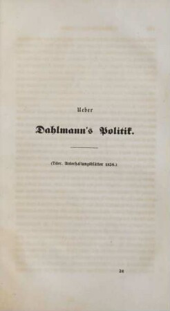 Ueber Dahlmann's Politik