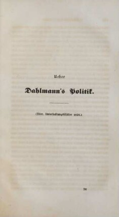 Ueber Dahlmann's Politik