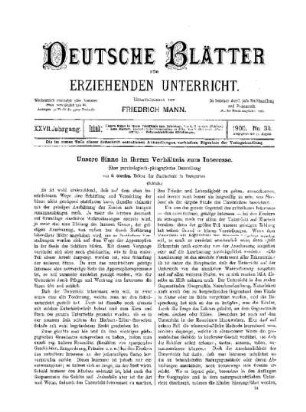 Unsere Sinne in ihrem Verhältnis zum Interesse : eine psychologisch-pädagogische Darstellung ; (Schluss)
