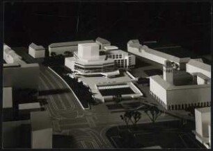 Badisches Staatstheater, Karlsruhe Wettbewerb: Städtebauliches Modell, Westansicht