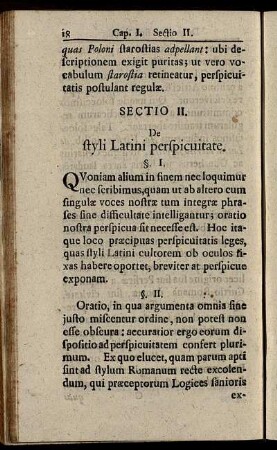 Sectio II. De styli Latini perspicuitate