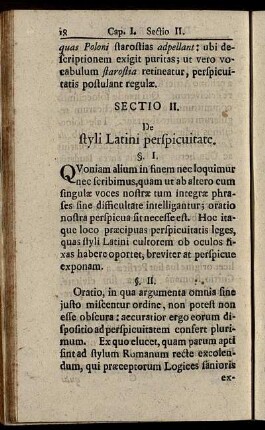 Sectio II. De styli Latini perspicuitate