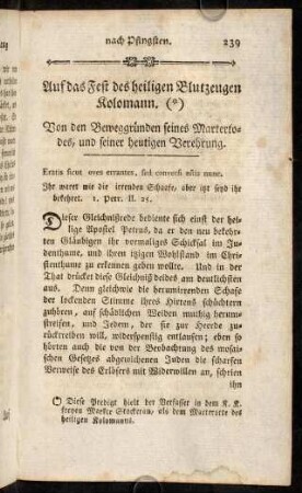 239-251, Auf das Fest des heiligen Blutzeugen Kolomann.