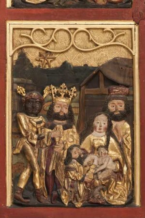 Kiedricher Marienaltar — Heimsuchung und Anbetung — Anbetung des Christusknaben durch die Heiligen Drei Könige