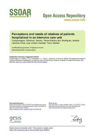 Perceptions and needs of relatives of patients hospitalized in an intensive care unit