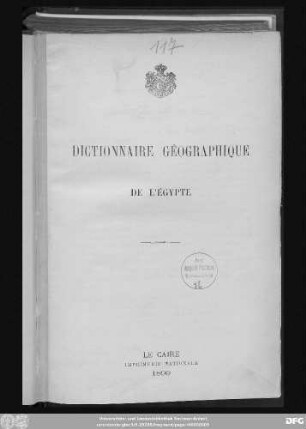 Dictionnaire géographique de l'Égypte