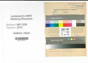 Entnazifizierung Heinz Heilborn , geb. 05.01.1889 (Moebelhaendler)
