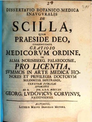 Dissertatio botanico-medica inauguralis de Scilla