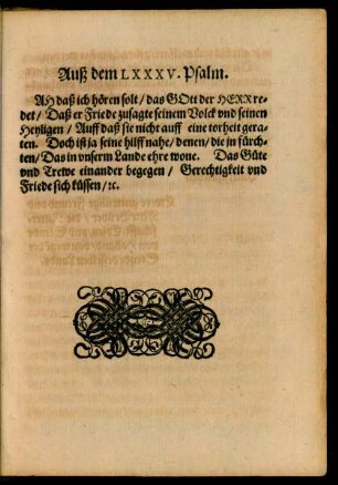 Auß dem LXXXV. Psalm.