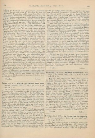 266-268 [Rezension] Bahnsen, Wilh., Das Christenthum der Bergpredigt. In Predigten dargelegt