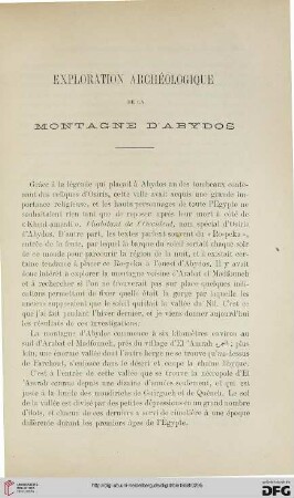 3.Ser. 9.1898: Exploration archéologique de la montagne d'Abydos