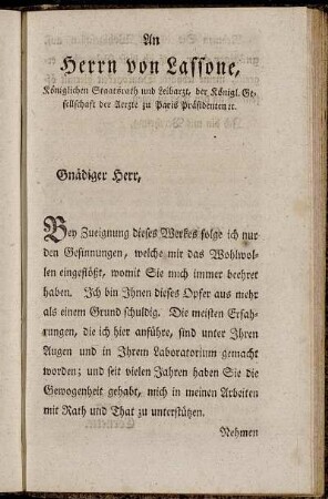 An Herrn von Lassone [...]