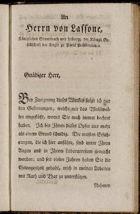 An Herrn von Lassone [...]