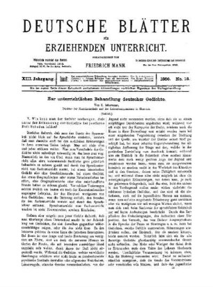 Zur unterrichtlichen Behandlung deutscher Gedichte : (Schluss)